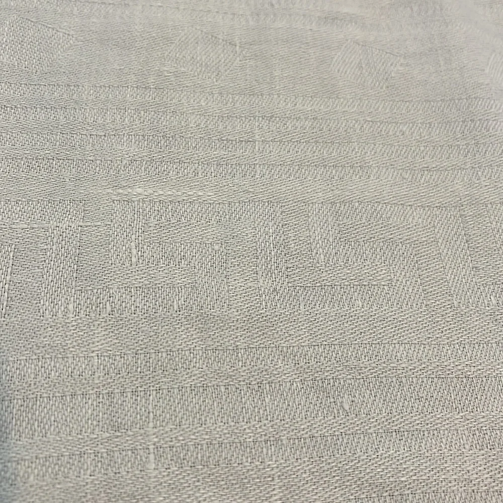 Vintage White Table Runner Monogrammed Greek Meander Pattern 27.5